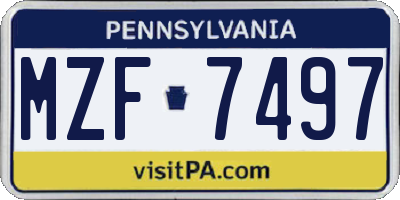 PA license plate MZF7497