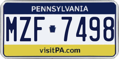 PA license plate MZF7498