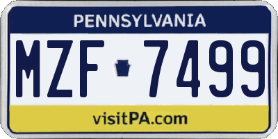 PA license plate MZF7499