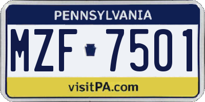 PA license plate MZF7501