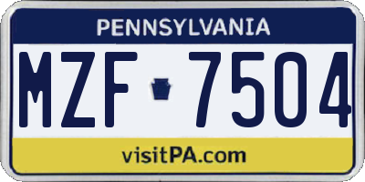 PA license plate MZF7504
