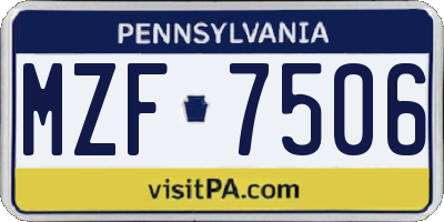 PA license plate MZF7506