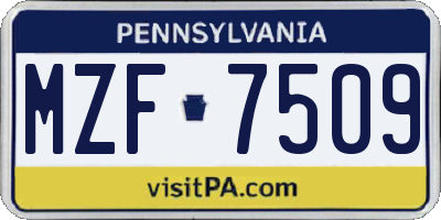 PA license plate MZF7509