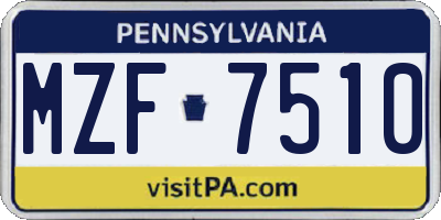 PA license plate MZF7510