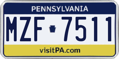 PA license plate MZF7511