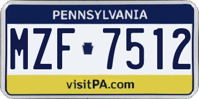 PA license plate MZF7512