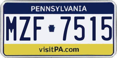 PA license plate MZF7515