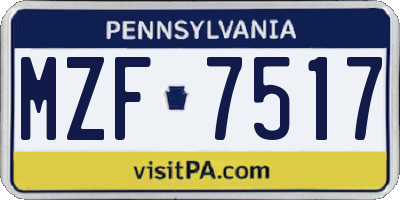 PA license plate MZF7517
