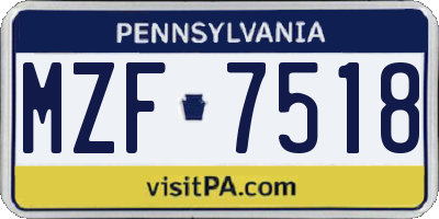 PA license plate MZF7518