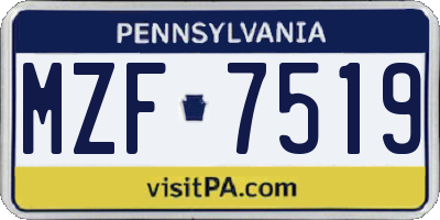 PA license plate MZF7519