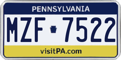 PA license plate MZF7522
