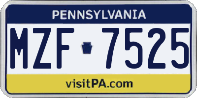 PA license plate MZF7525