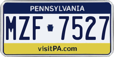 PA license plate MZF7527