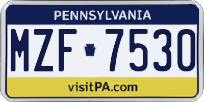 PA license plate MZF7530