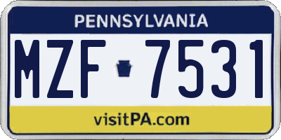 PA license plate MZF7531