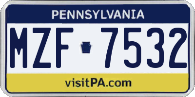 PA license plate MZF7532
