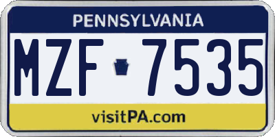 PA license plate MZF7535