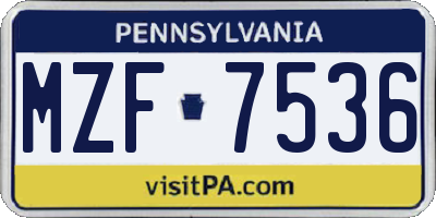 PA license plate MZF7536