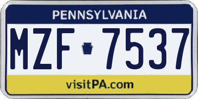 PA license plate MZF7537