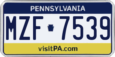 PA license plate MZF7539