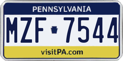 PA license plate MZF7544