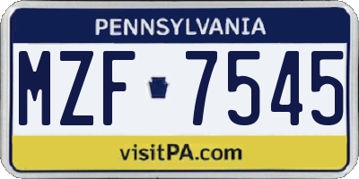 PA license plate MZF7545
