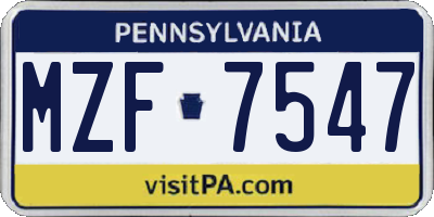 PA license plate MZF7547