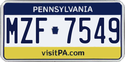 PA license plate MZF7549