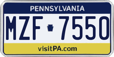 PA license plate MZF7550
