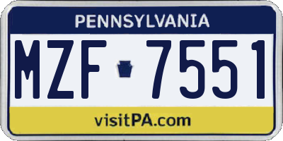 PA license plate MZF7551