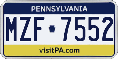 PA license plate MZF7552