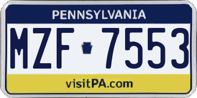 PA license plate MZF7553