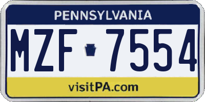 PA license plate MZF7554