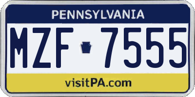PA license plate MZF7555