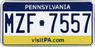 PA license plate MZF7557