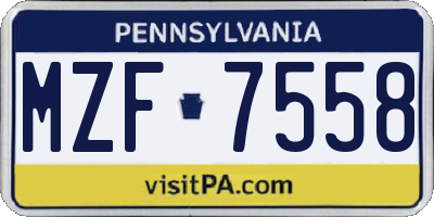 PA license plate MZF7558