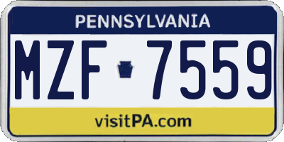 PA license plate MZF7559