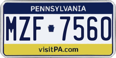 PA license plate MZF7560