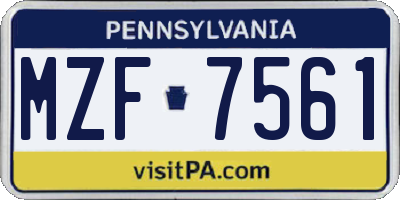 PA license plate MZF7561