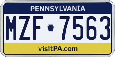 PA license plate MZF7563