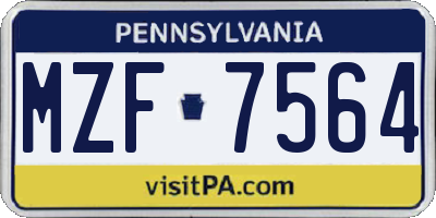 PA license plate MZF7564