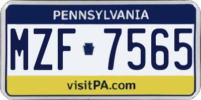 PA license plate MZF7565
