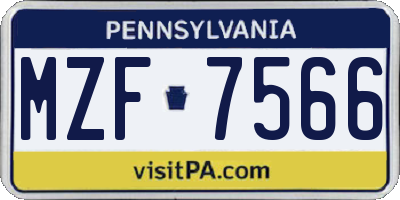 PA license plate MZF7566