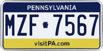 PA license plate MZF7567