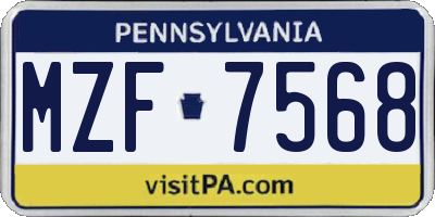 PA license plate MZF7568