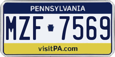 PA license plate MZF7569