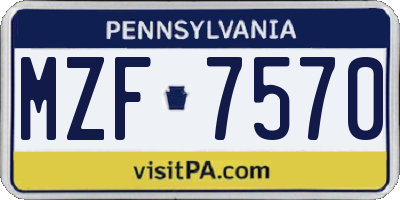 PA license plate MZF7570