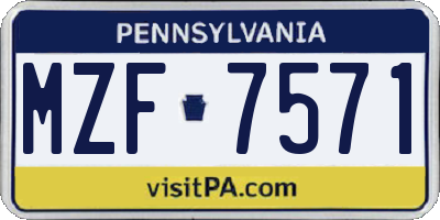PA license plate MZF7571