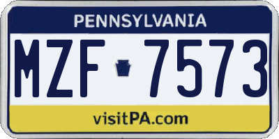PA license plate MZF7573