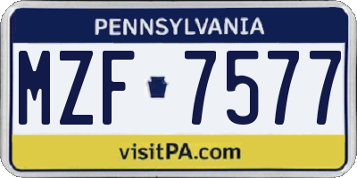 PA license plate MZF7577